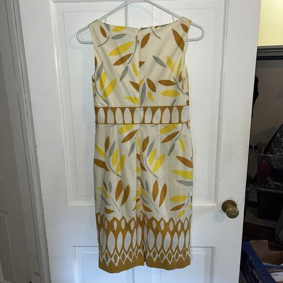 Adrianna Papell Women's Yellow Brown Sheath Dress 4 Classy Wedding Guest Preppy - Picture 2 of 11